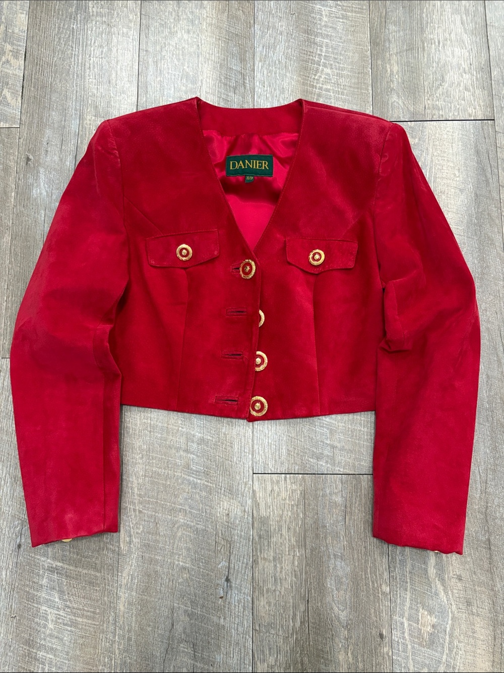 Danier Red Leather Cropped Jacket